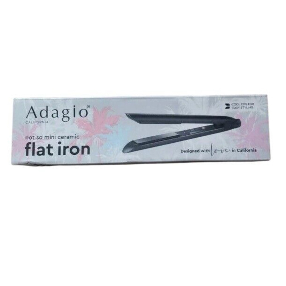Adagio California Not So Mini Ceramic Flat Iron in Black New In Box MRSP $99
